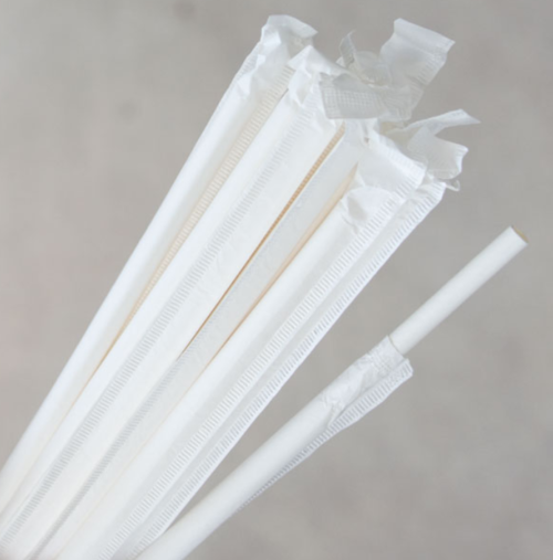 STRAW PAPER WHITE REGULAR 6 x 200mm - WRAPPED