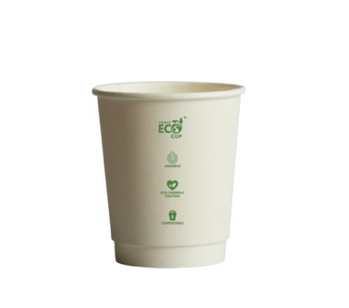 ECO WHITE DOUBLE WALL COFFEE CUP 8oz (Small)