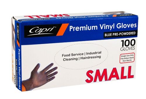 GLOVES VINYL BLUE - SMALL