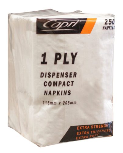 NAPKIN 1 PLY WHITE DISPENSER COMPACT D FOLD ( 205 x 215mm)